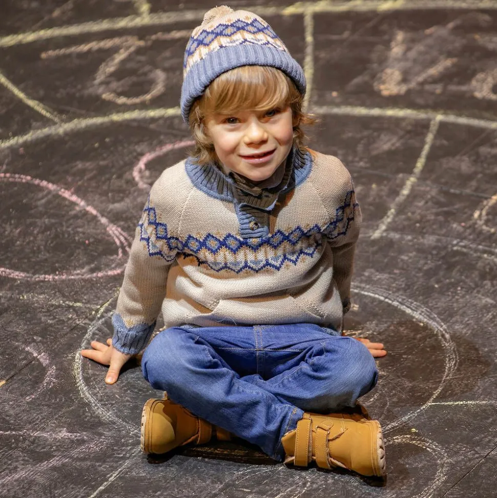 Boys Beige Fair Isle Sweater & Hat Set