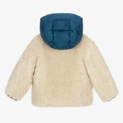 Boys Beige Fleece & Down Reversible Jacket