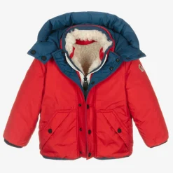 Boys Beige Fleece & Down Reversible Jacket