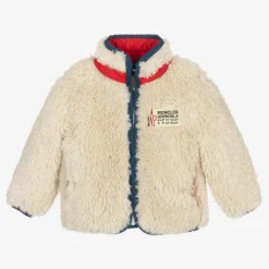 Boys Beige Fleece & Down Reversible Jacket