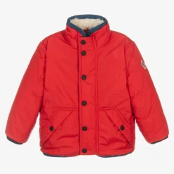 Boys Beige Fleece & Down Reversible Jacket