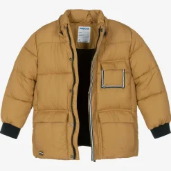 Boys Beige Hooded Puffer Coat