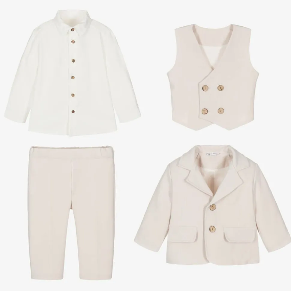 Boys Beige Jersey Suit