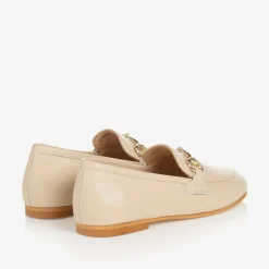 Boys Beige Leather Loafers
