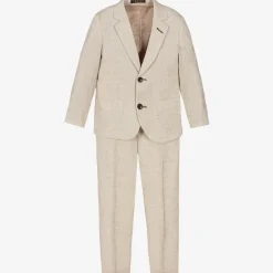 Boys Beige Linen & Cotton Suit