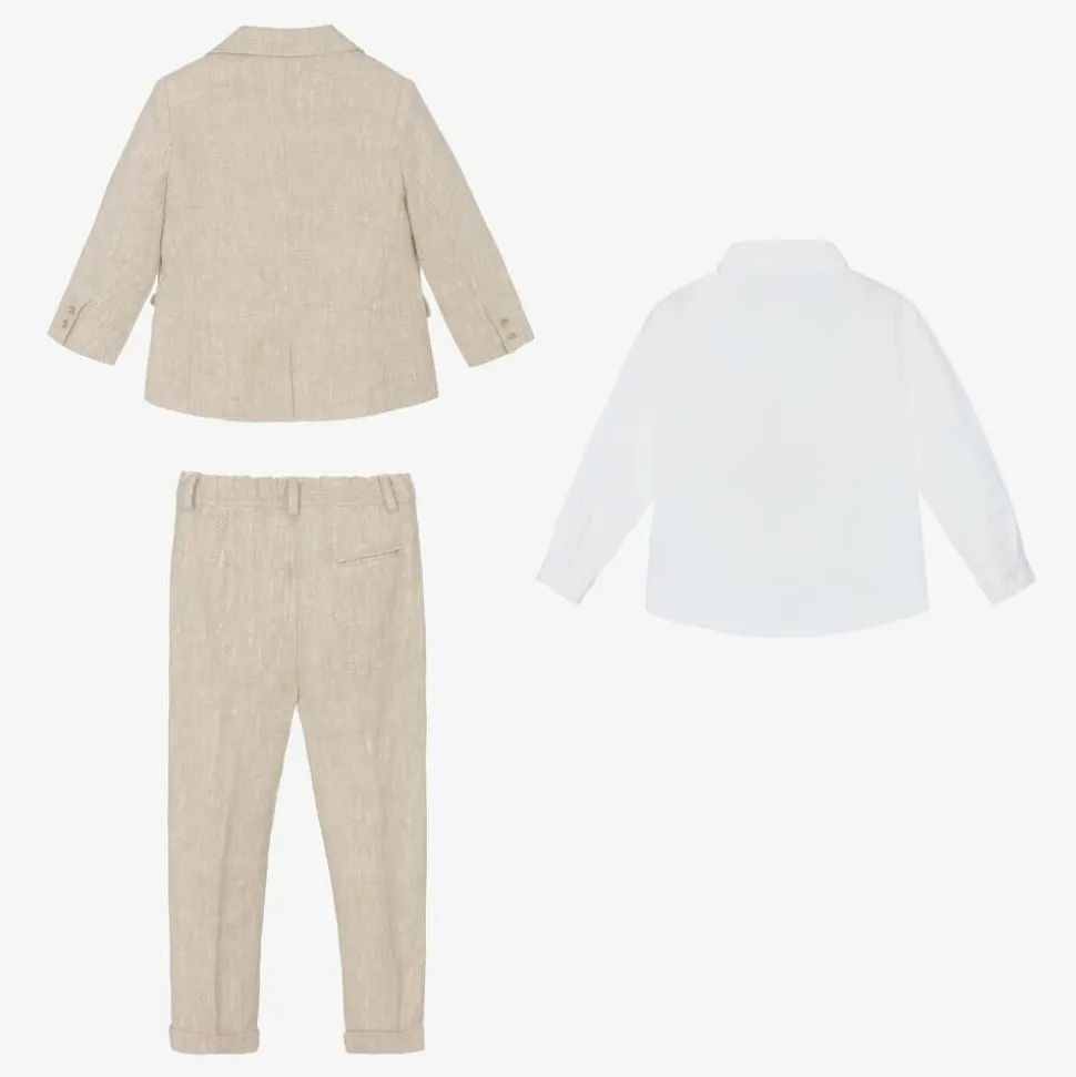 Boys Beige Linen Suit
