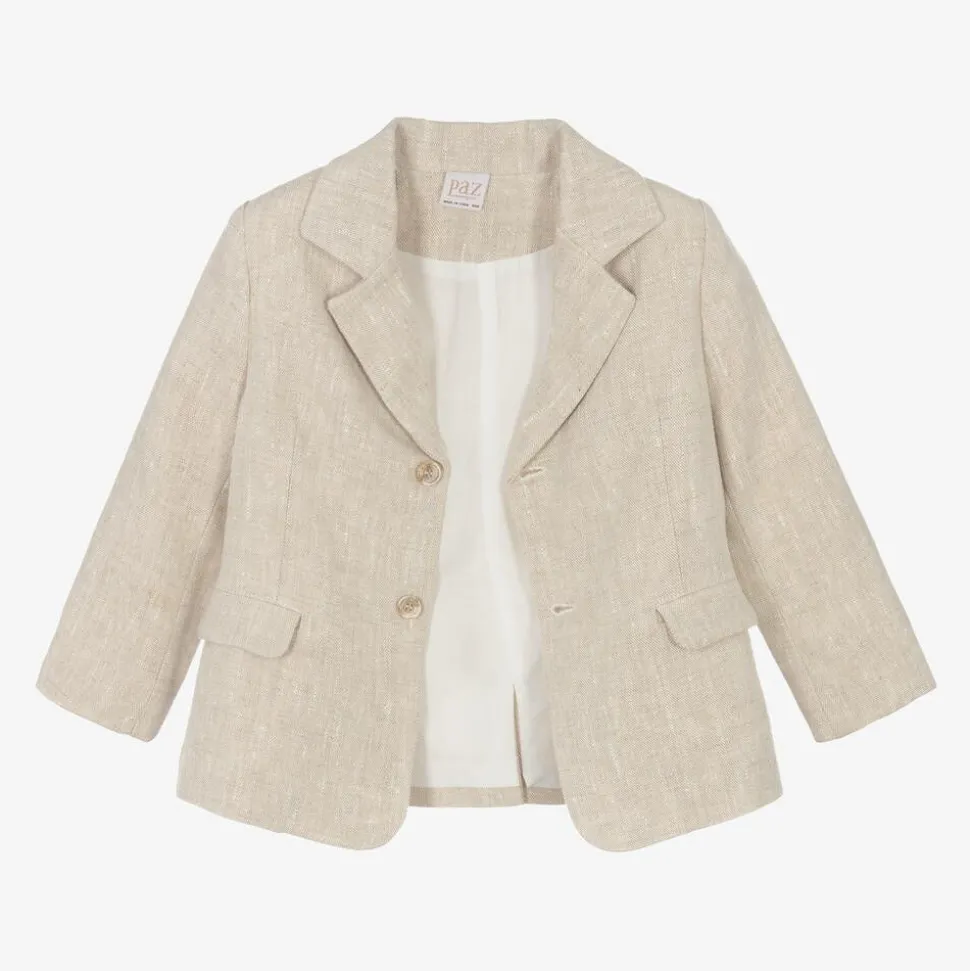 Boys Beige Linen Suit