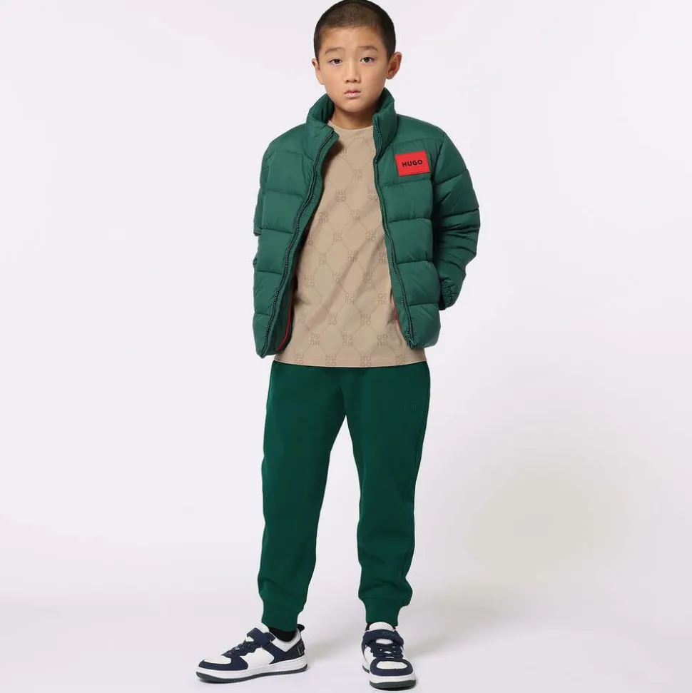 Boys Beige Monogram Cotton T-Shirt