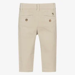 Boys Beige Slim Fit Chino Trousers