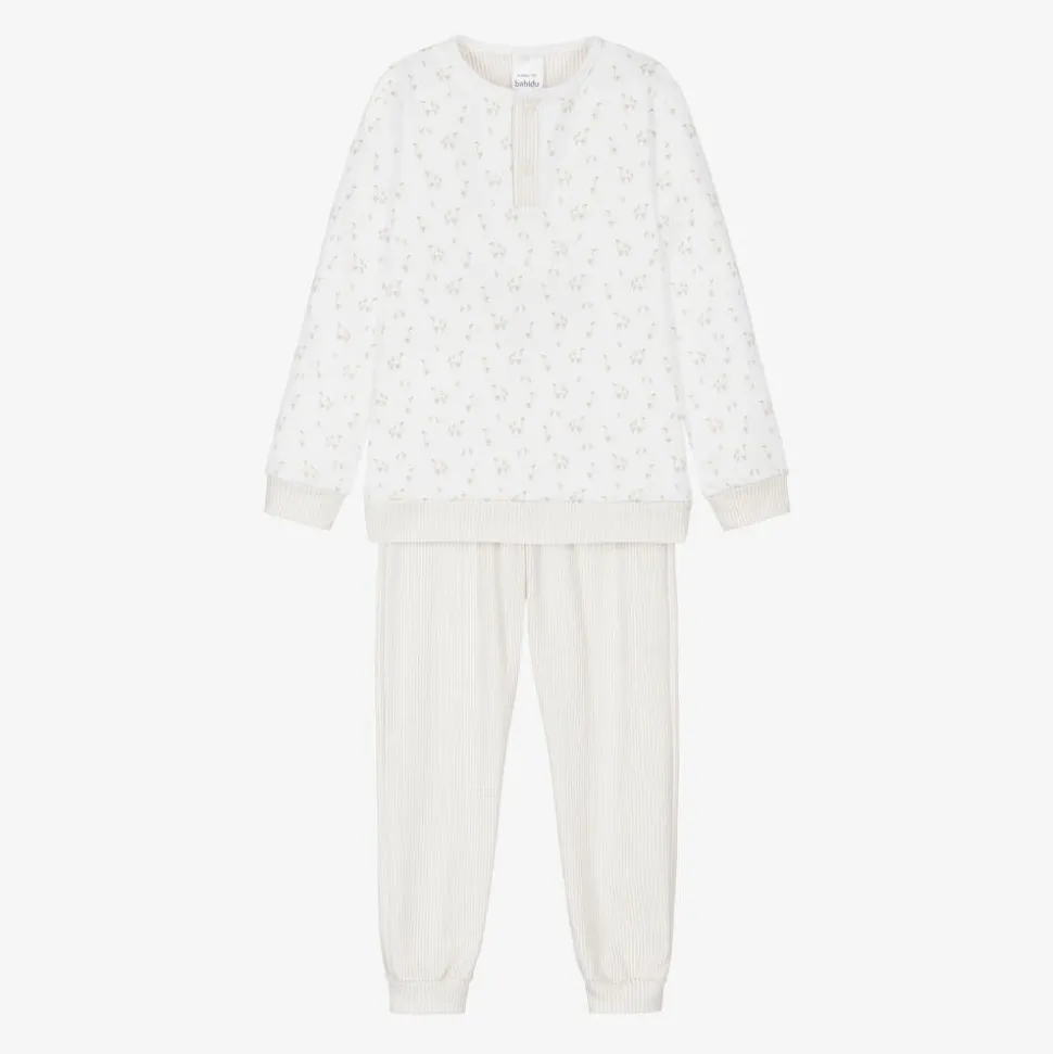 Boys Beige Striped Cotton Pyjamas