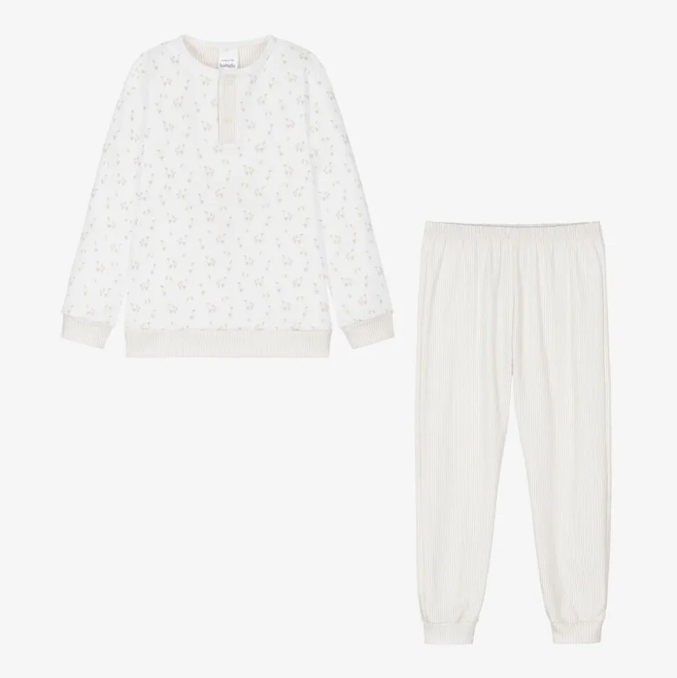 Boys Beige Striped Cotton Pyjamas