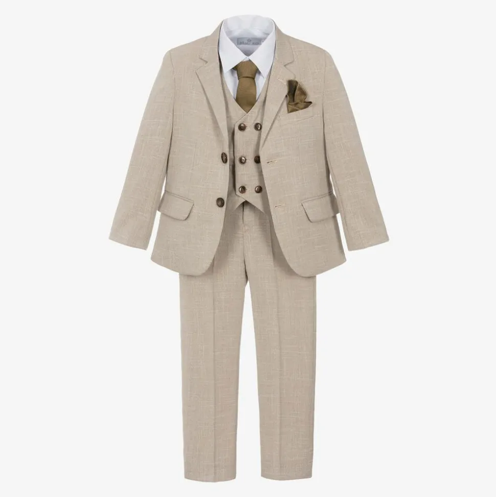 Boys Beige Trouser Suit