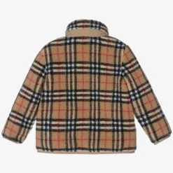 Boys Beige Vintage Check Fleece Jacket