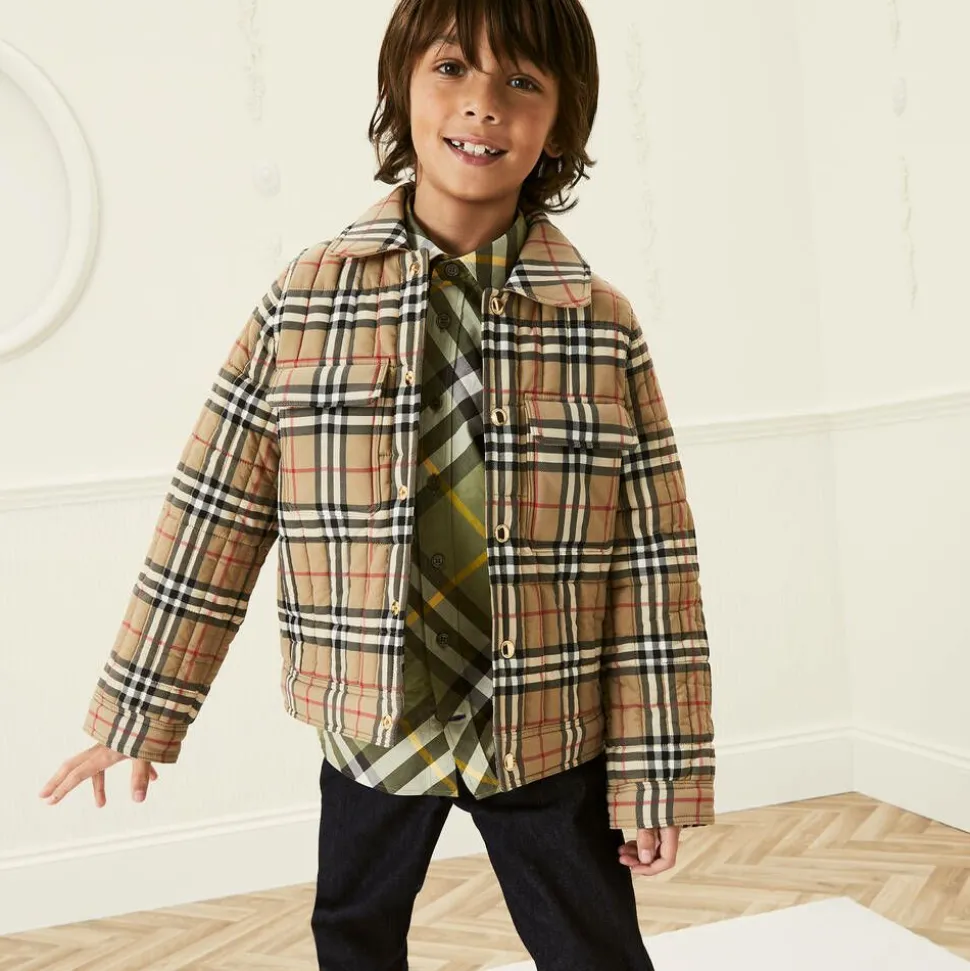 Boys Beige Vintage Check Jacket