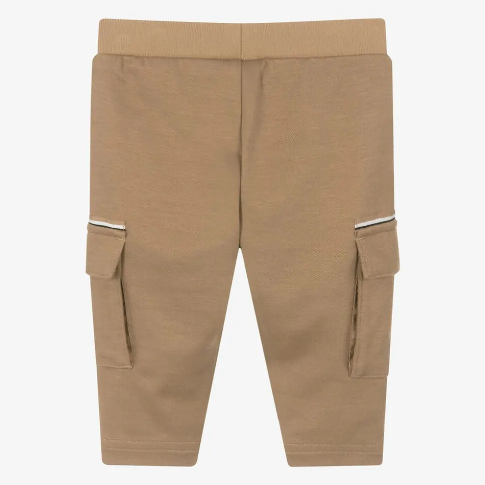 Boys Beige Viscose Cargo Trousers