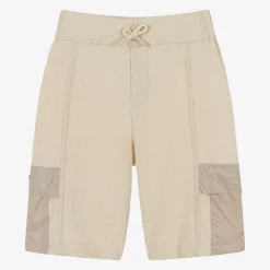 Boys Beige Waffle Cotton Jersey Shorts