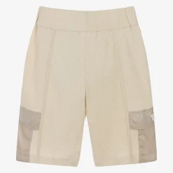 Boys Beige Waffle Cotton Jersey Shorts