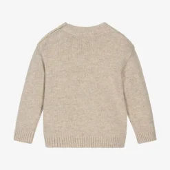 Boys Beige Wool & Cotton Knit Sweater