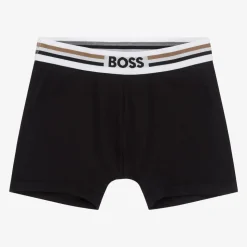 Boys Black & Beige Boxer Shorts (2 Pack)
