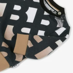 Boys Black & Beige Logo Cotton Sweatshirt