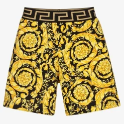 Boys Black & Gold Barocco Shorts