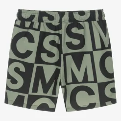Boys Black & Green SMC Logo Swim Shorts