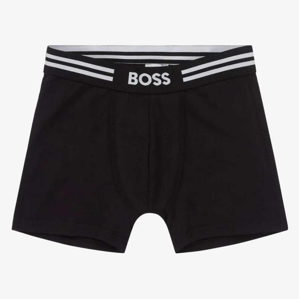 Boys Black & Grey Boxer Shorts (2 Pack)