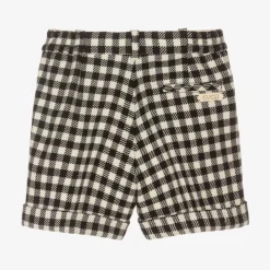Boys Black & Ivory Checked Shorts