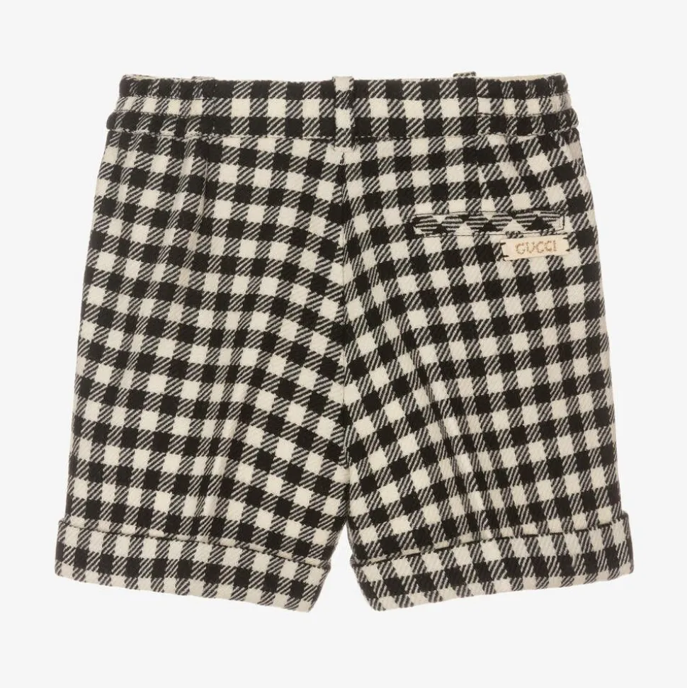 Boys Black & Ivory Checked Shorts