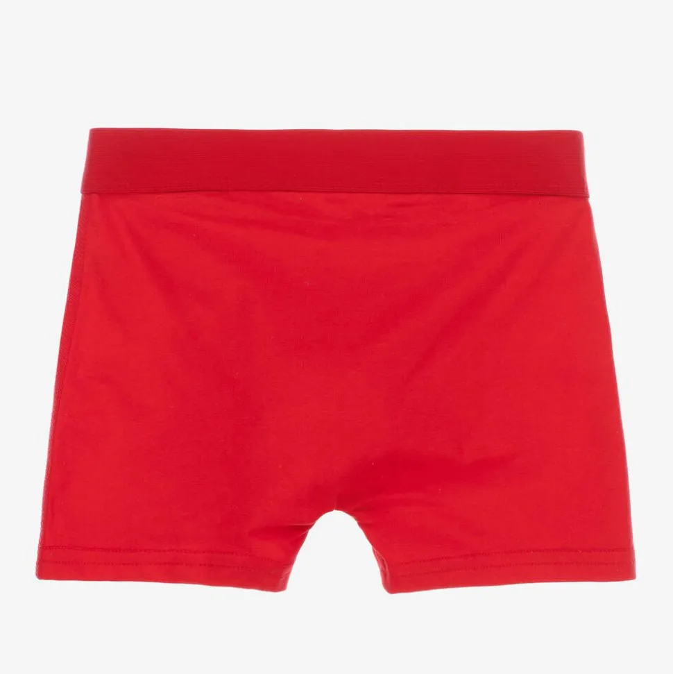 Boys Black & Red Cotton Boxer Shorts (2 Pack)