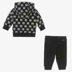 Boys Black & White Cotton Logo Tracksuit
