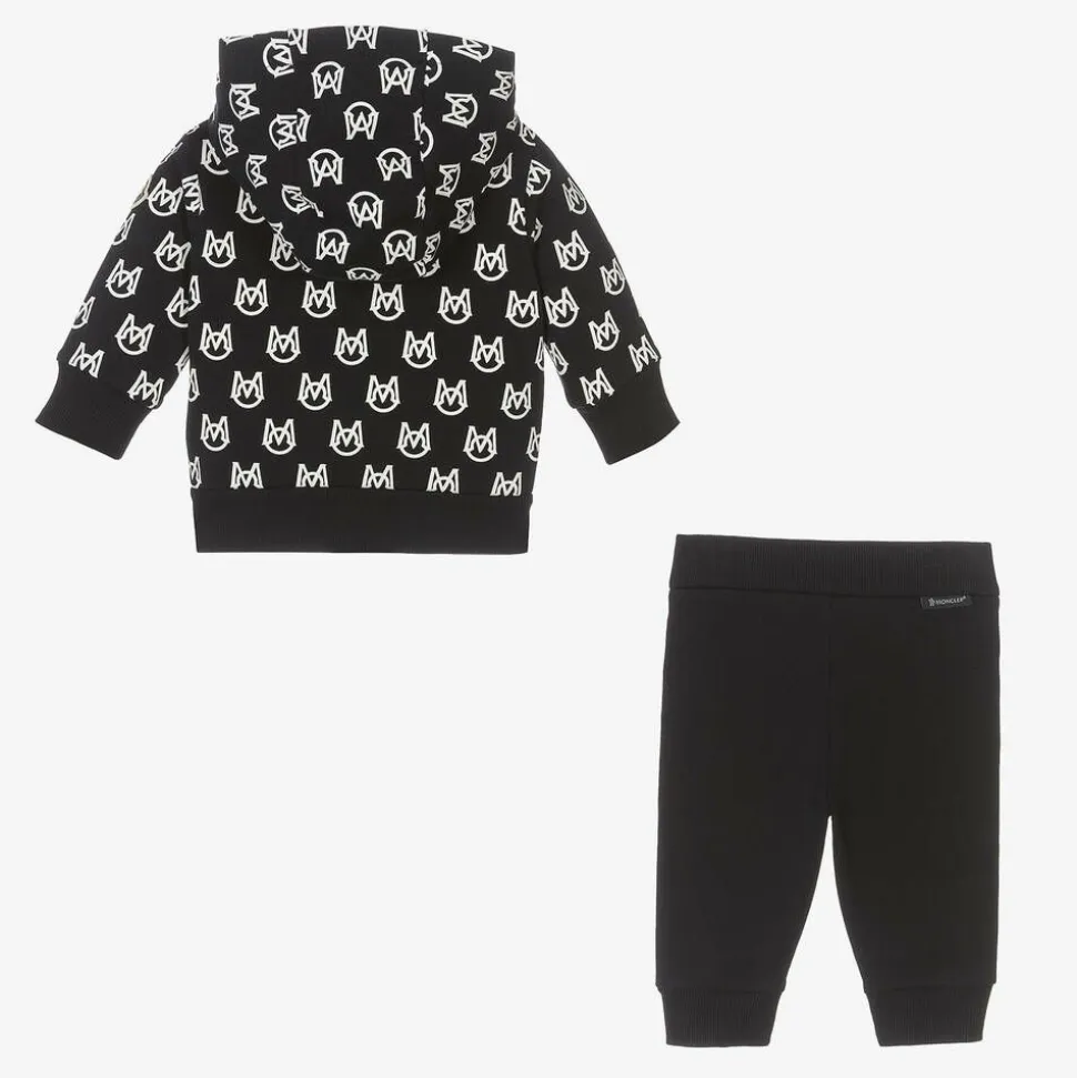 Boys Black & White Cotton Logo Tracksuit