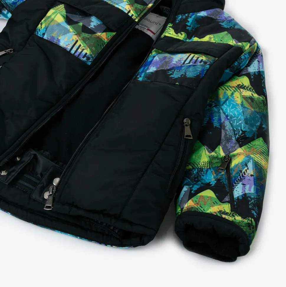 Boys Black Abstract Print Ski Jacket
