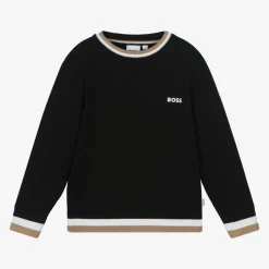 Boys Black Cotton & Wool Knit Jumper