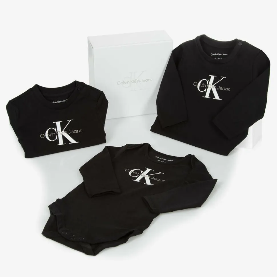 Boys Black Cotton Babysuit Set