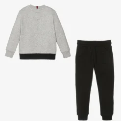 Boys Black Cotton Colourblock Tracksuit