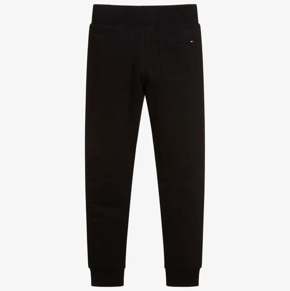 Boys Black Cotton Flag Joggers