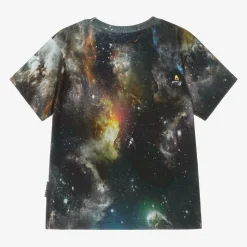 Boys Black Cotton Galaxy T-Shirt