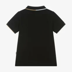 Boys Black Cotton Polo Shirt