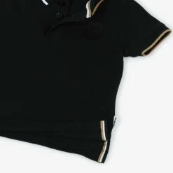 Boys Black Cotton Polo Shirt