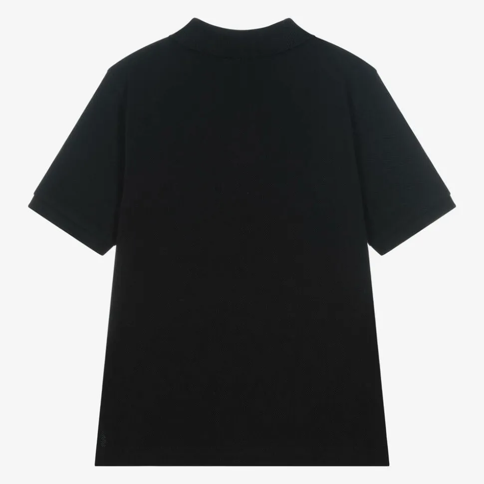 Boys Black Cotton Polo Shirt