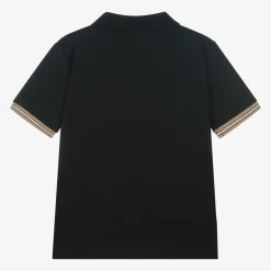 Boys Black Cotton Polo Shirt