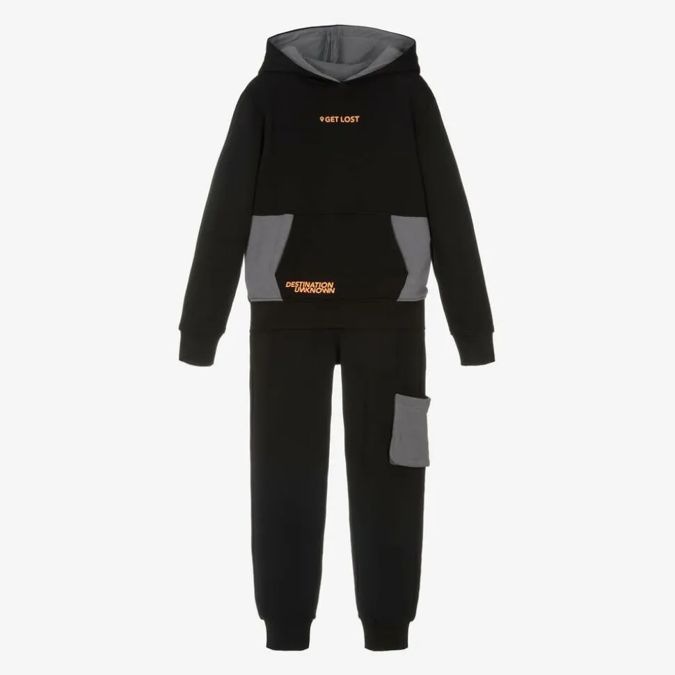 Boys Black Cotton Tracksuit