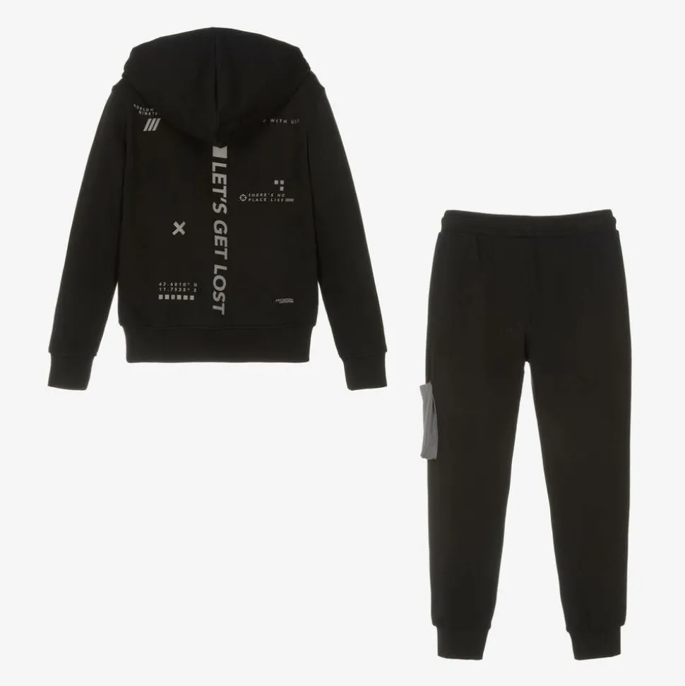 Boys Black Cotton Tracksuit