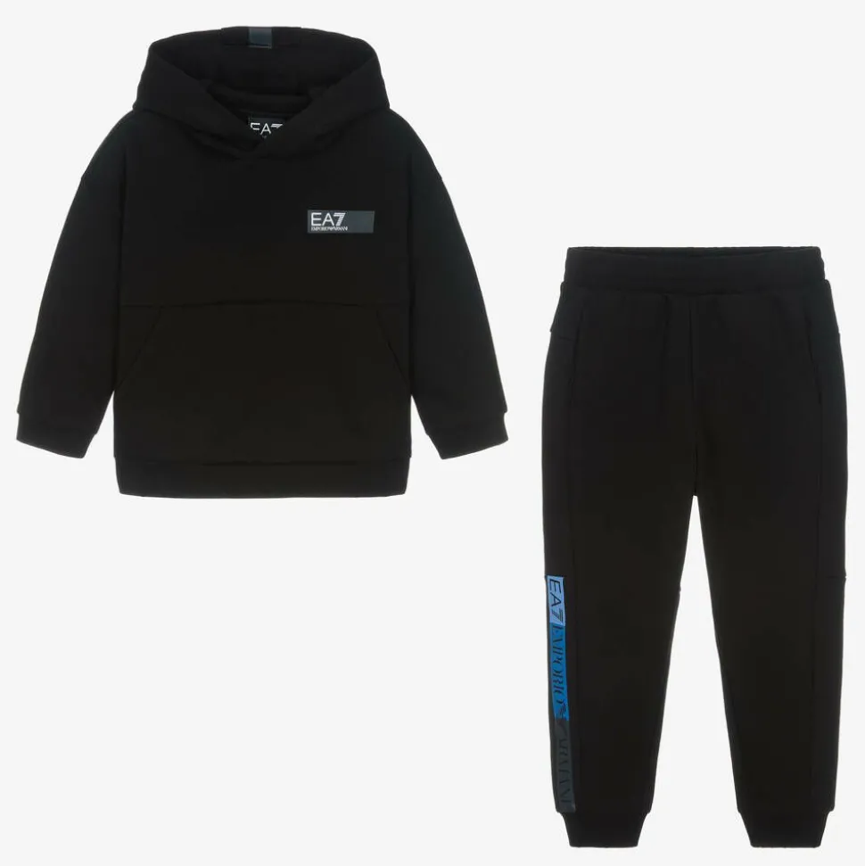 Boys Black Cotton Tracksuit