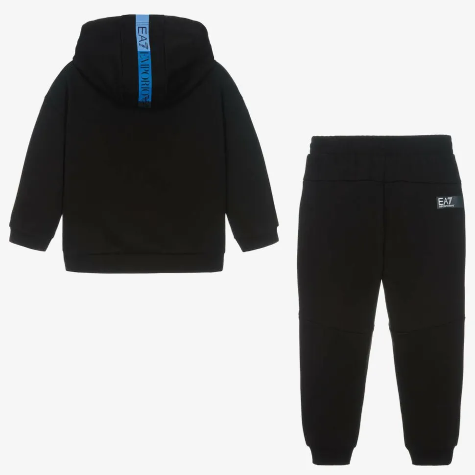 Boys Black Cotton Tracksuit