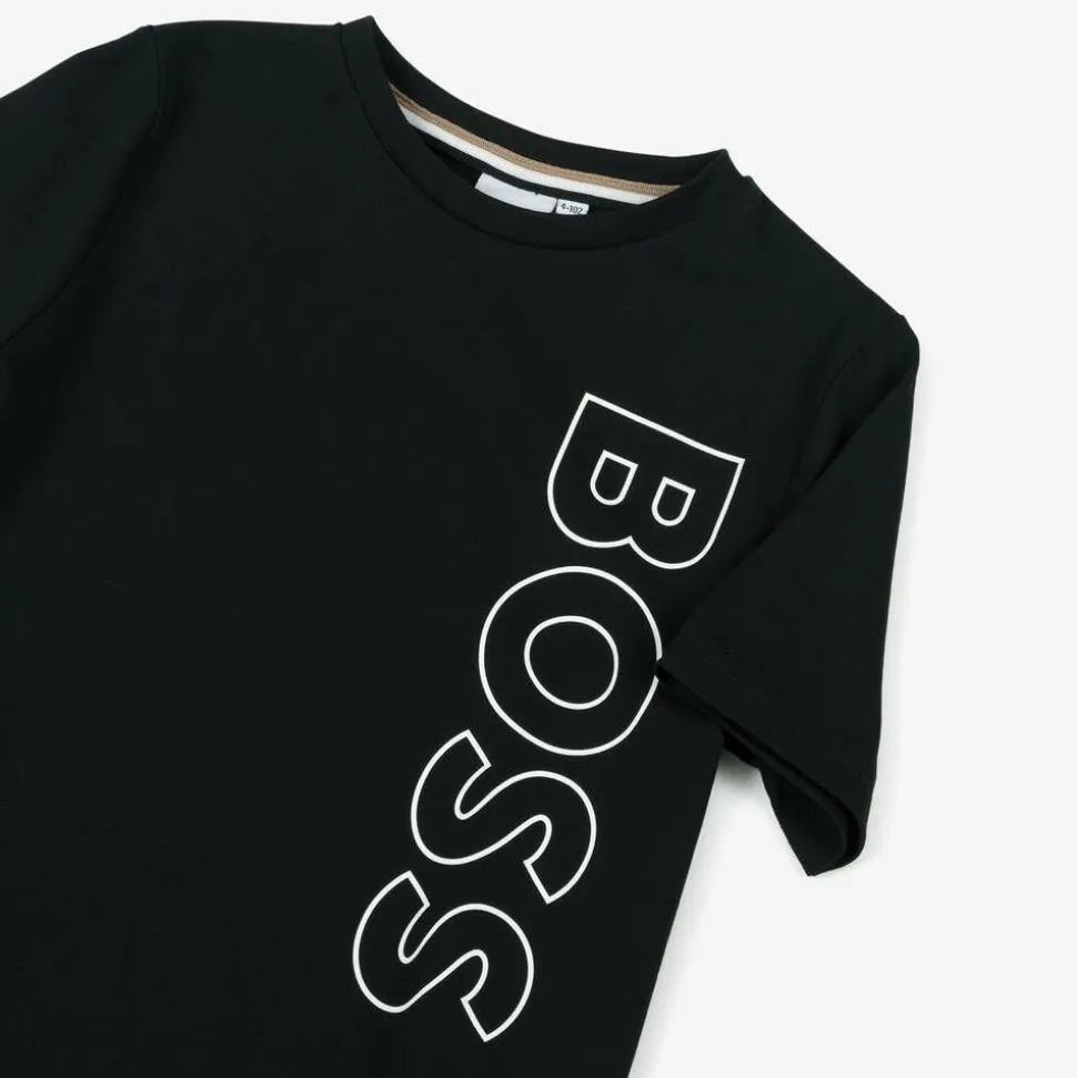 Boys Black Cotton T-Shirt