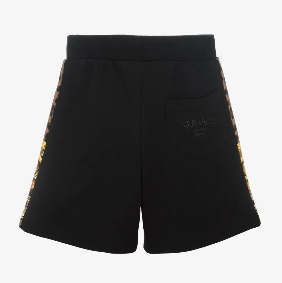 Boys Black Cotton Wild Barocco Shorts