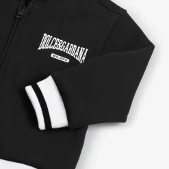 Boys Black Cotton Zip-Up Hoodie