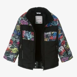Boys Black Graffiti Print Ski Jacket